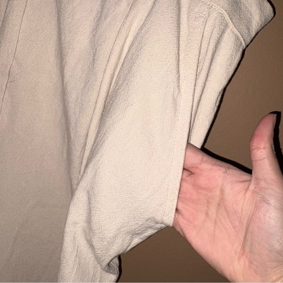 ASOS DESIGN wide leg dad pants‎ linen stone tan size 12 - Picture 5 of 7